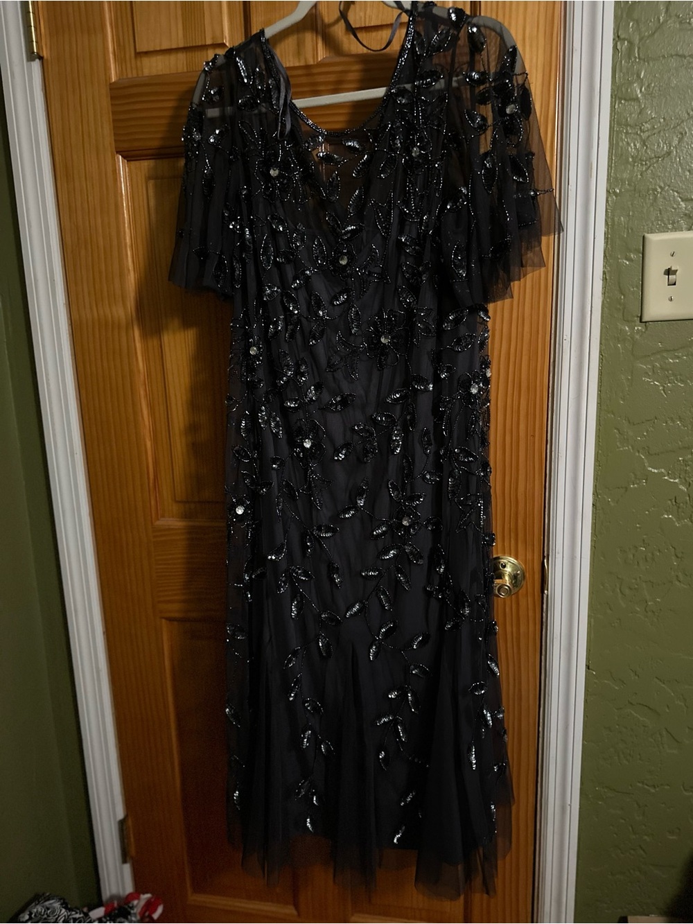 Elegant Charcoal Grey Beaded Evening Dress
